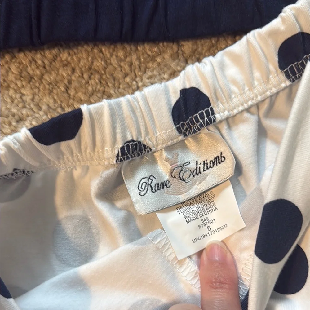 Rare Editions Off-the-Shoulder Navy Tank Top & Large-Dot Shorts Set